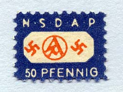 Sturm Abteilung (SA) Dues 50 Pfennig Stamp